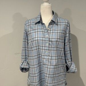 Blue Plaid Button-Up Shirt